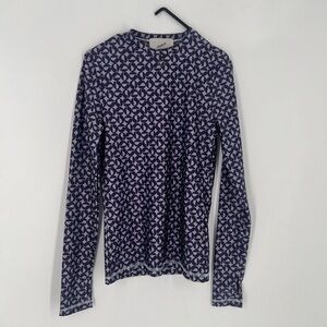 Coperni Geometric Printed Long Sleeve Logo Plaque Top In Blue & Purple